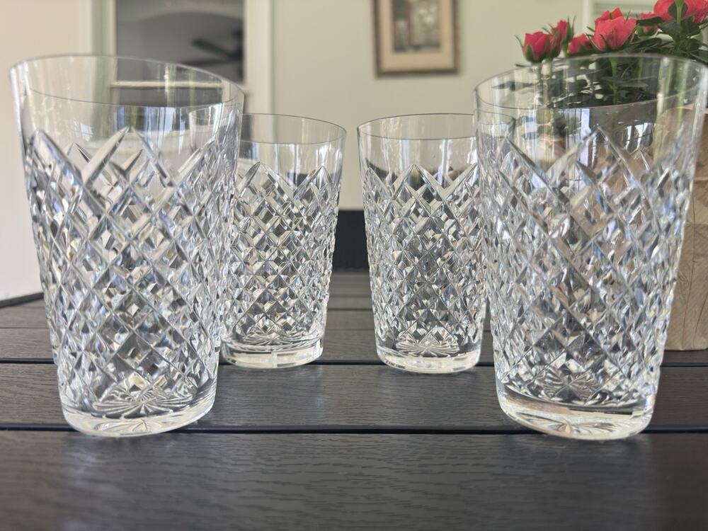 Waterford Crystal Alana Highball Tumbler 5" Cut Glass Signed 10oz ~Set of 4